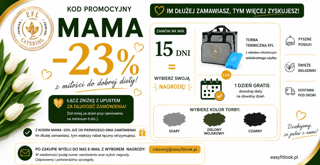 Kod MAMA -23%, dodatkowy rabat za długość zamówienia oraz nagrody od 15 dni